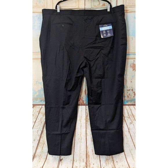 Stafford Mens 50x29 Black Dress Pants Coolmax Button Zip High Rise Big & Tall - Picture 3 of 12
